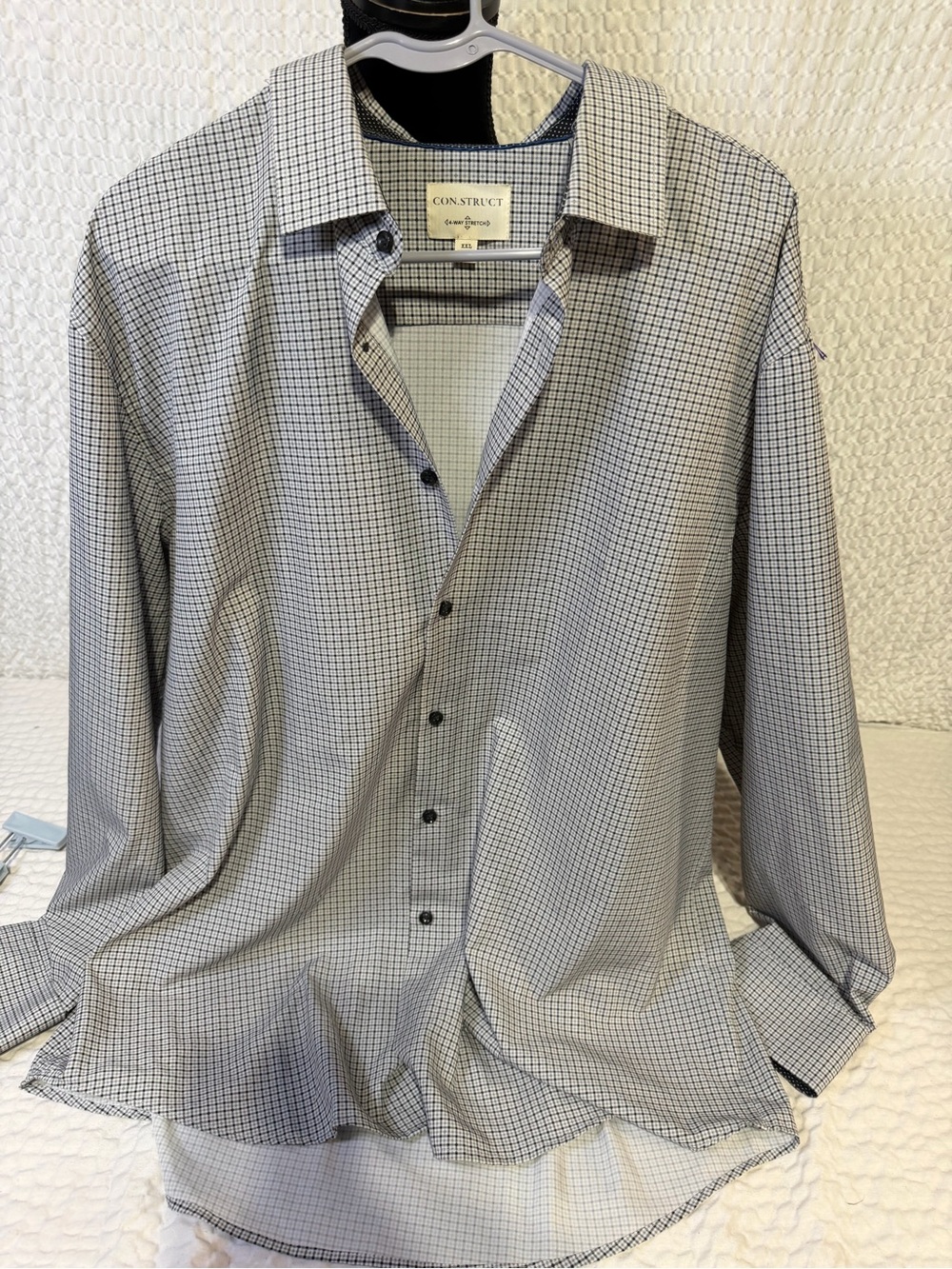 Construct by John Varvatos Men's Gray Micro-Check Dress Shirt